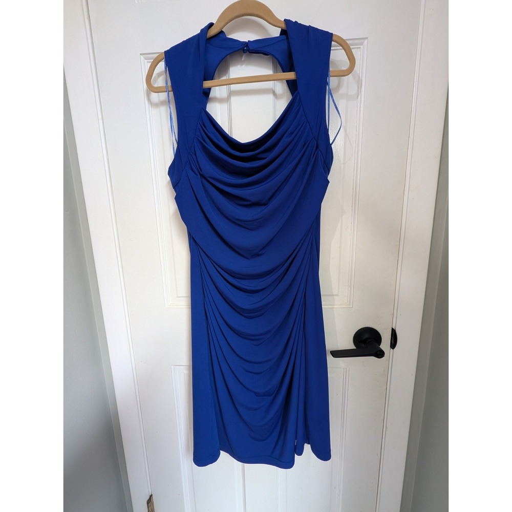 Spense Mini Dress Women's 14 Blue Ruffle Sleeveless